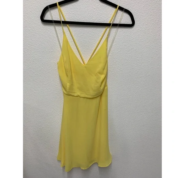 Lush | Dresses | Lush Yellow Lace Up Skater Dress Size M | Poshmark